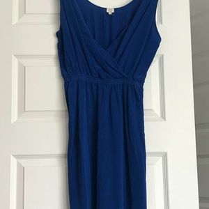 Royal blue V-neck silk dress by Wilfred
